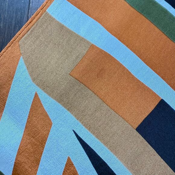 Vintage 100% Silk Scarf Abstract Print Orange Green Black Made in Japan - Picture 4 of 6